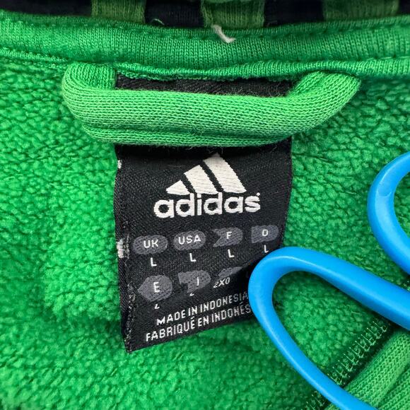 Adidas Vintage Logo Full Zip Striped Hoodie Green Mens Large - Picture 7 of 10